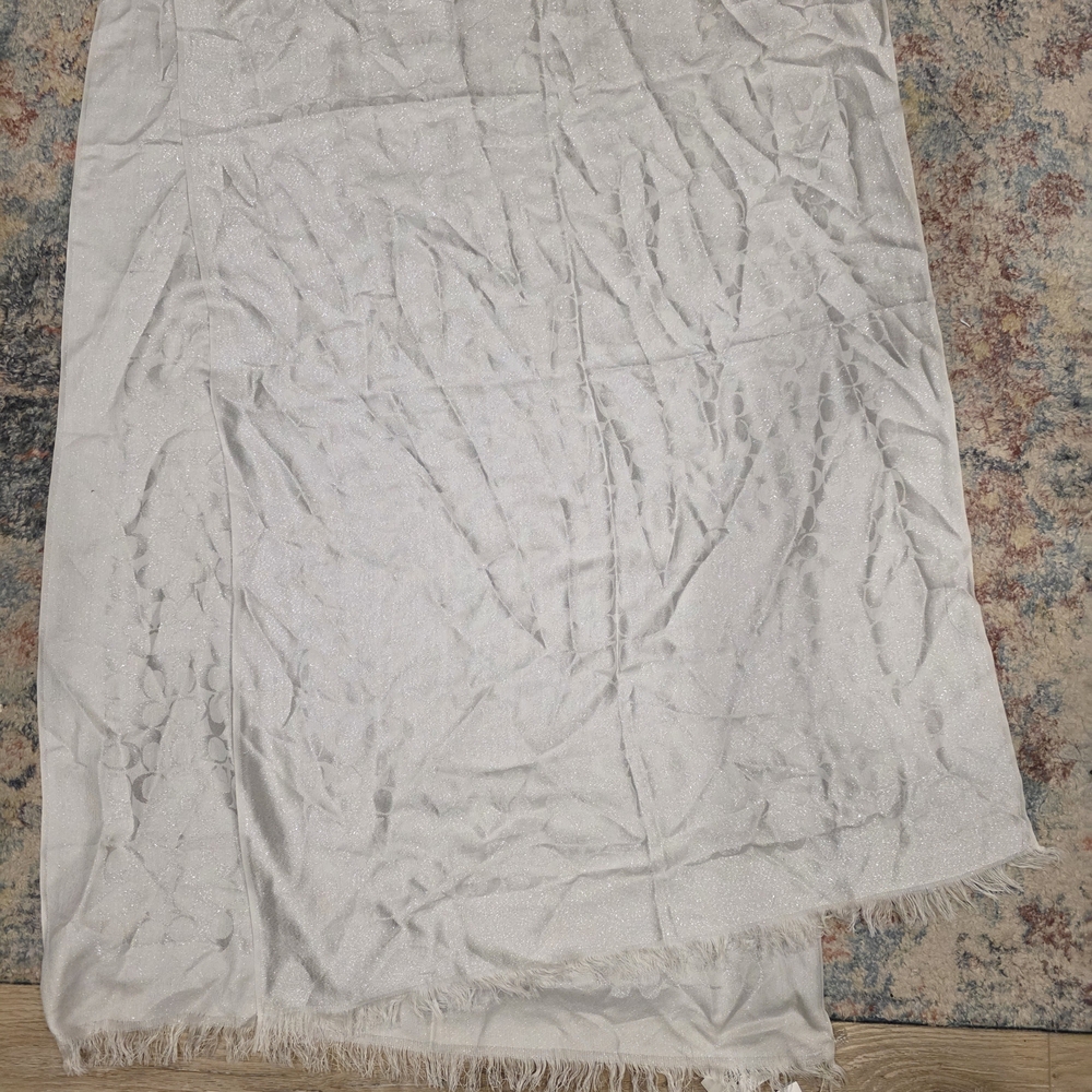 Coach White  "Sig C Metallic Stole" Scarf with Metallic Thread - New!